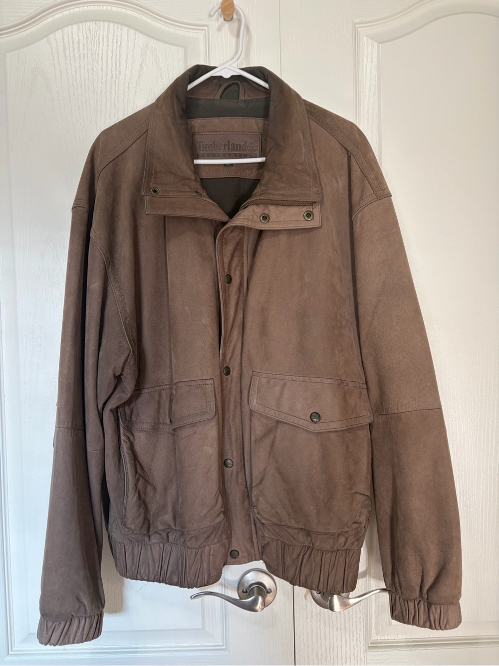 Vintage 90’s Timberland Leather Coat Large Brown